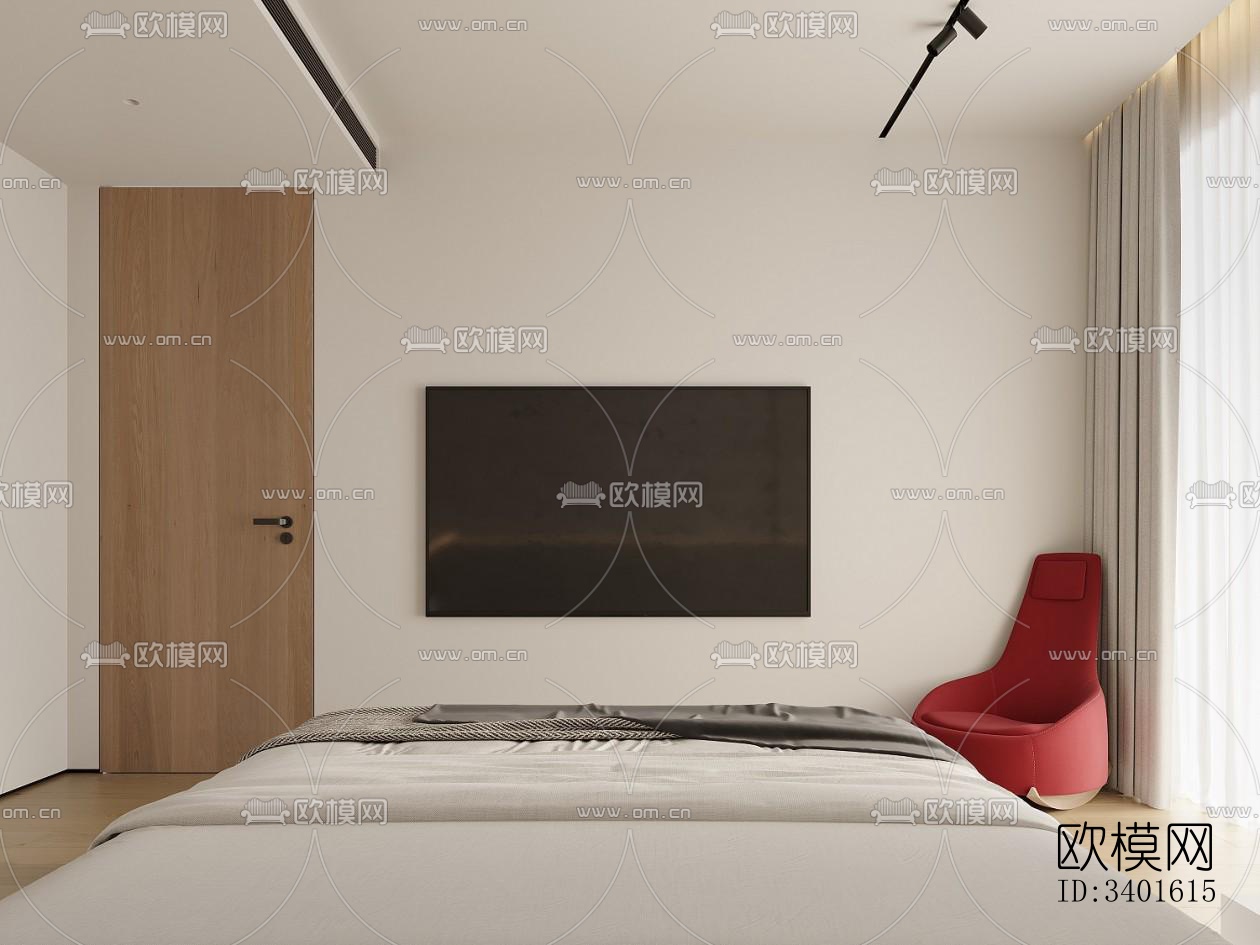 现代大平层效果图下载（渲染图2）