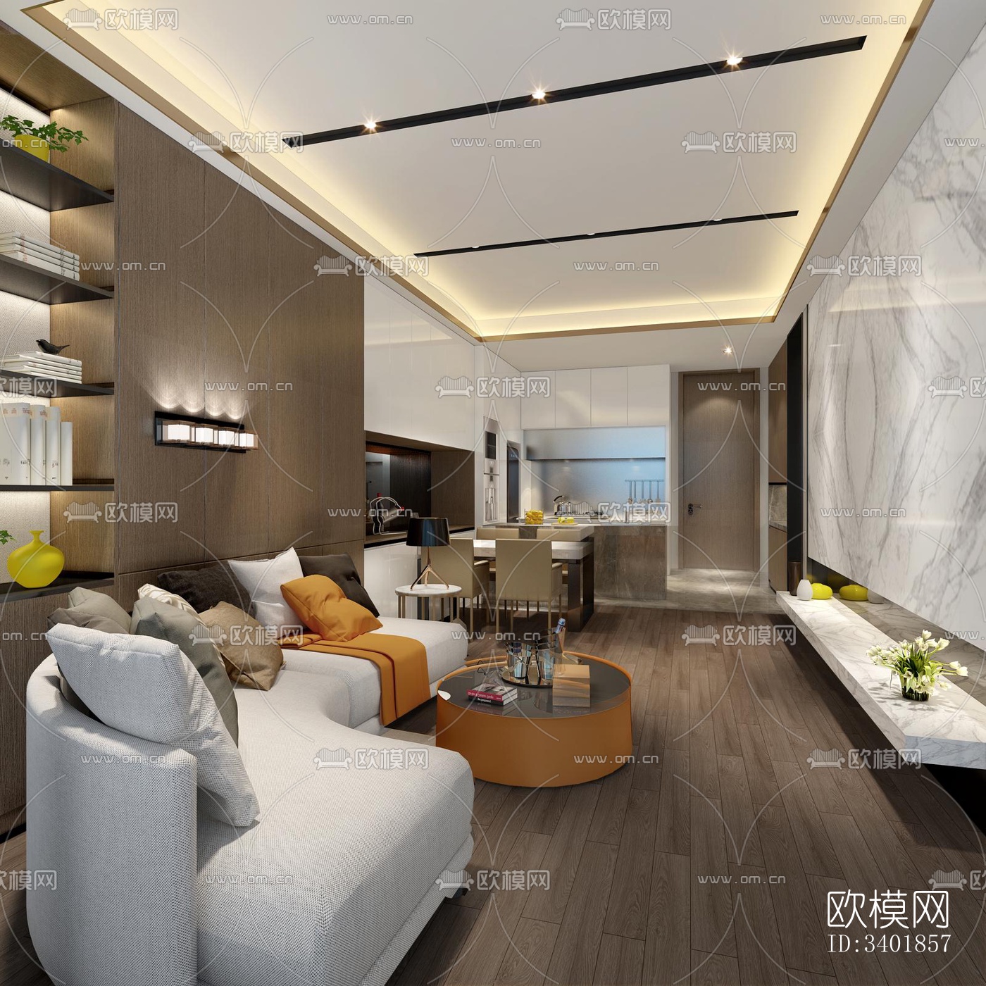 现代大平层效果图下载（渲染图16）