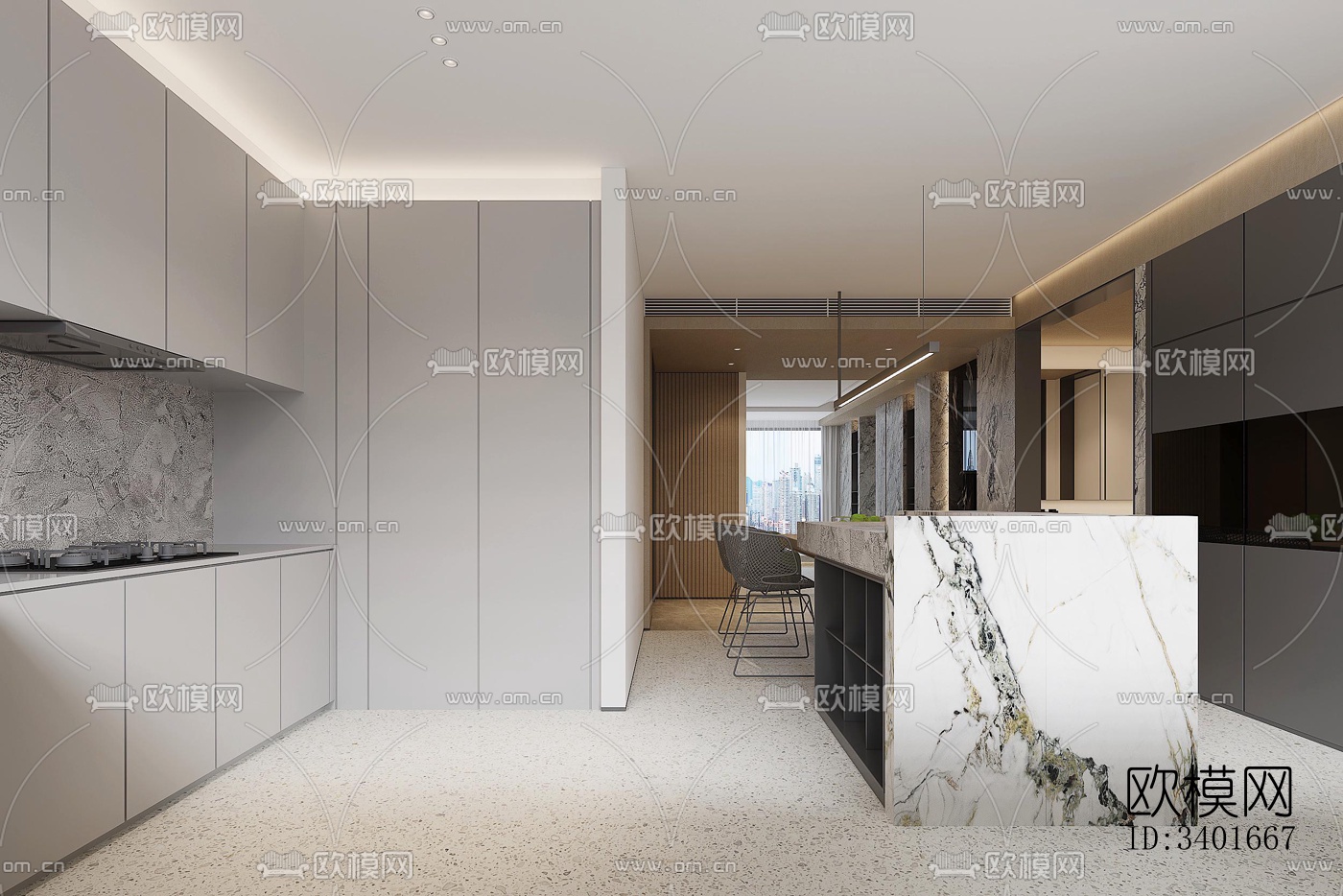 现代大平层效果图下载（渲染图13）