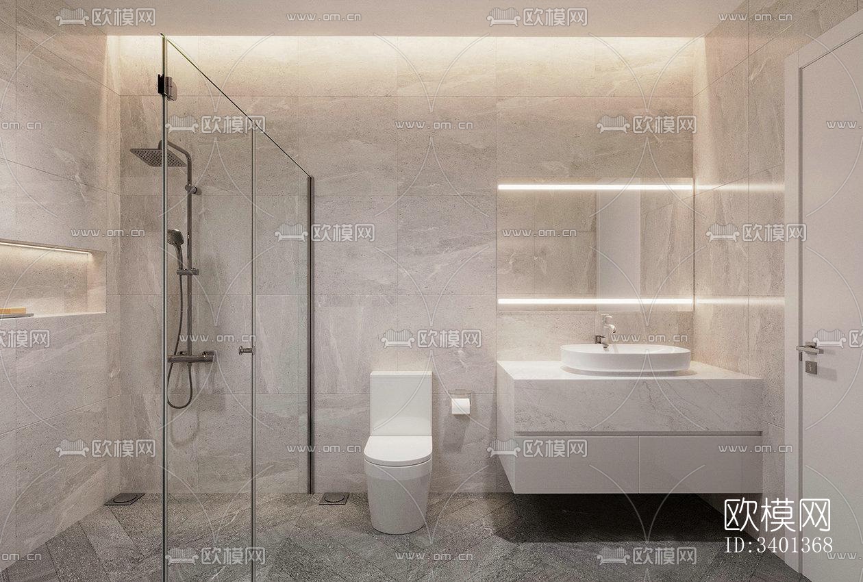 现代大平层效果图下载（渲染图9）