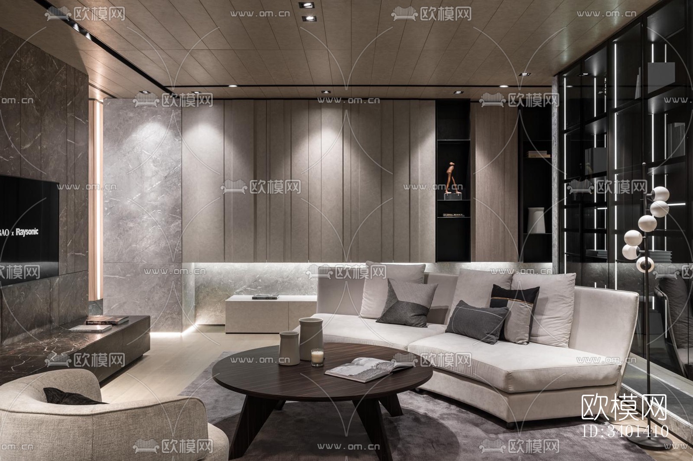 现代大平层效果图下载（渲染图7）