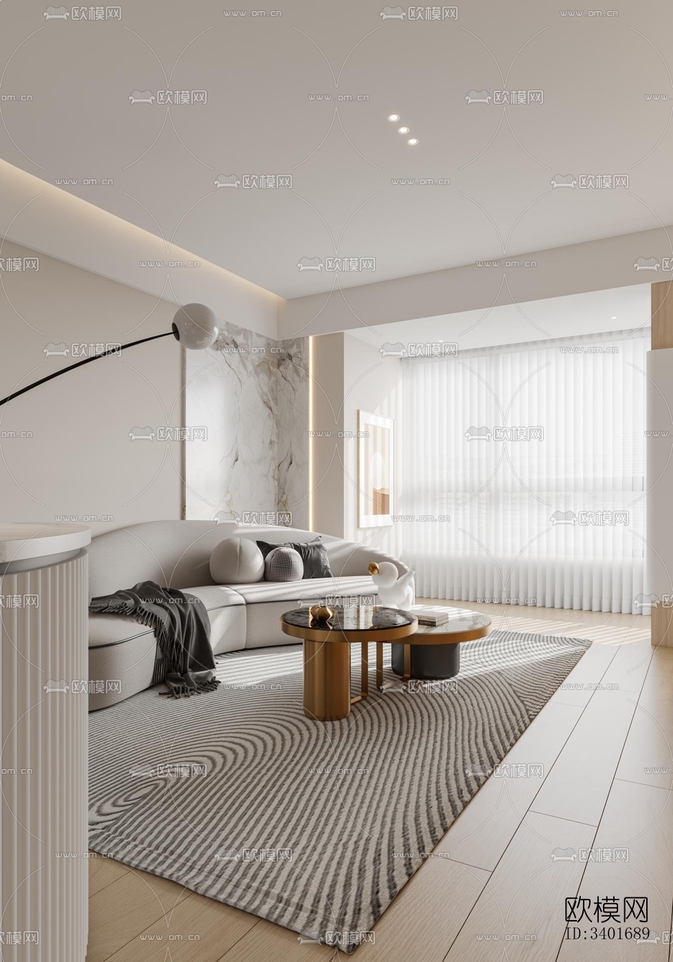 现代大平层效果图下载（渲染图3）