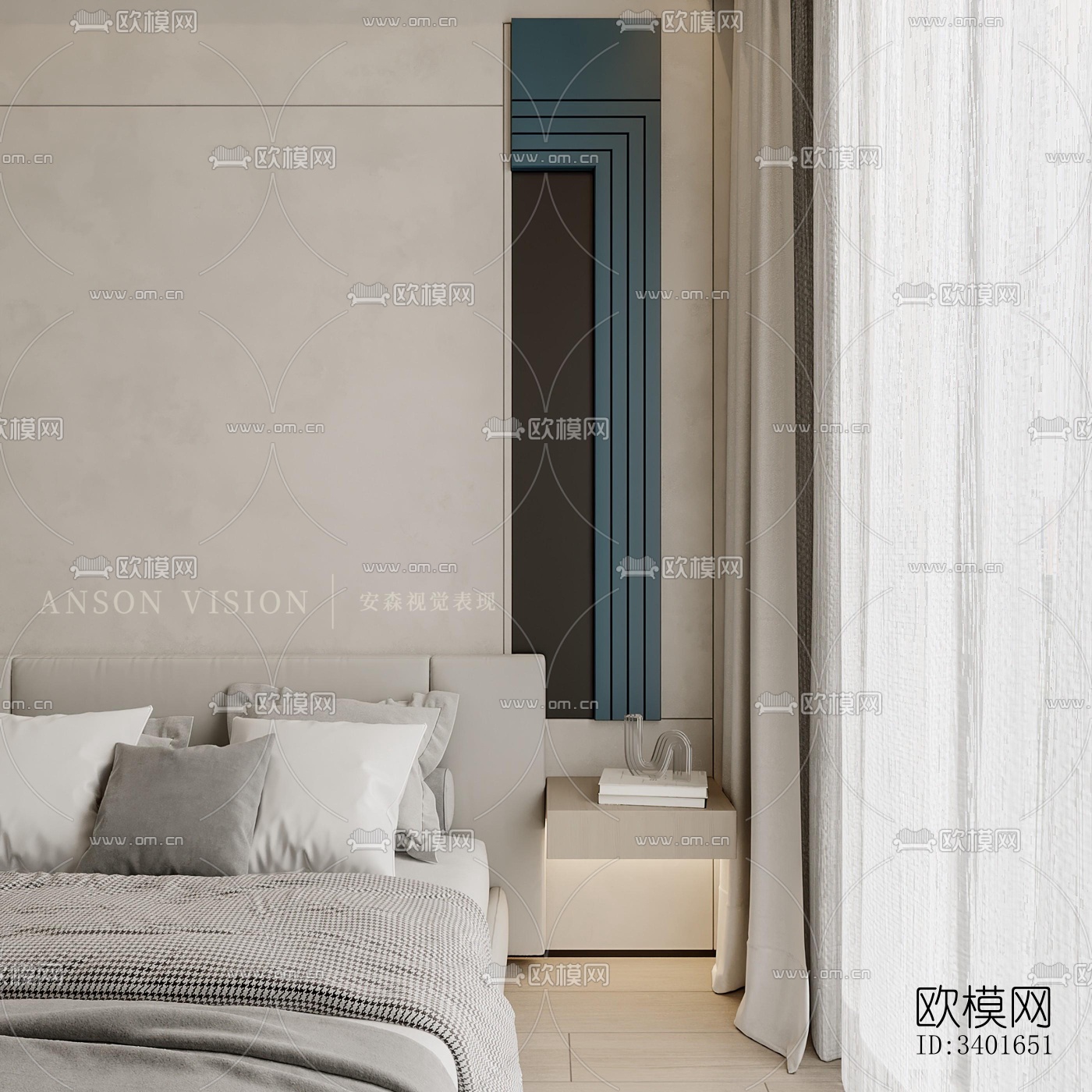 现代大平层效果图下载（渲染图2）