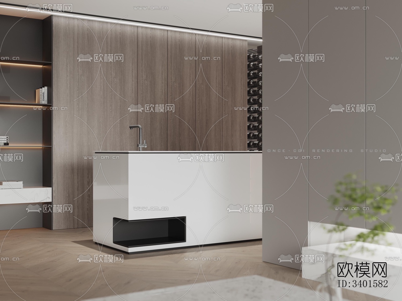 现代大平层效果图下载（渲染图5）