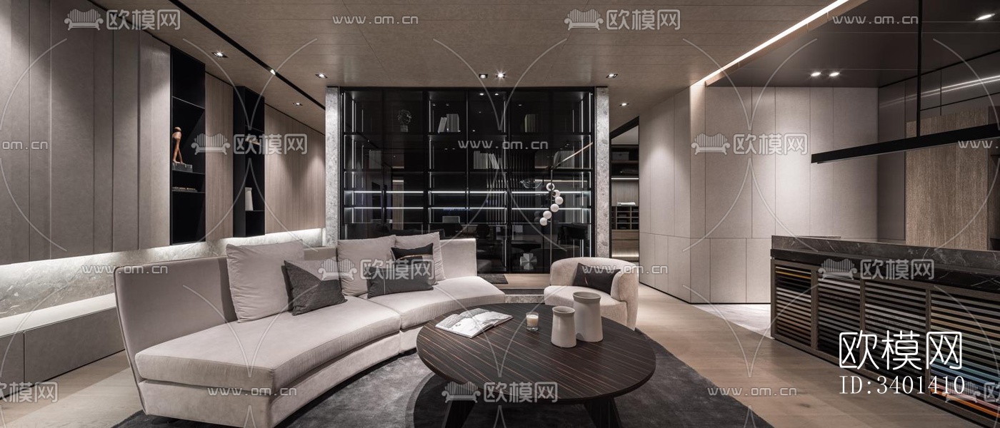 现代大平层效果图下载（渲染图5）