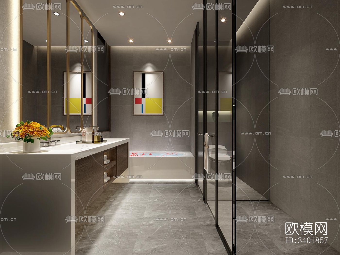 现代大平层效果图下载（渲染图13）