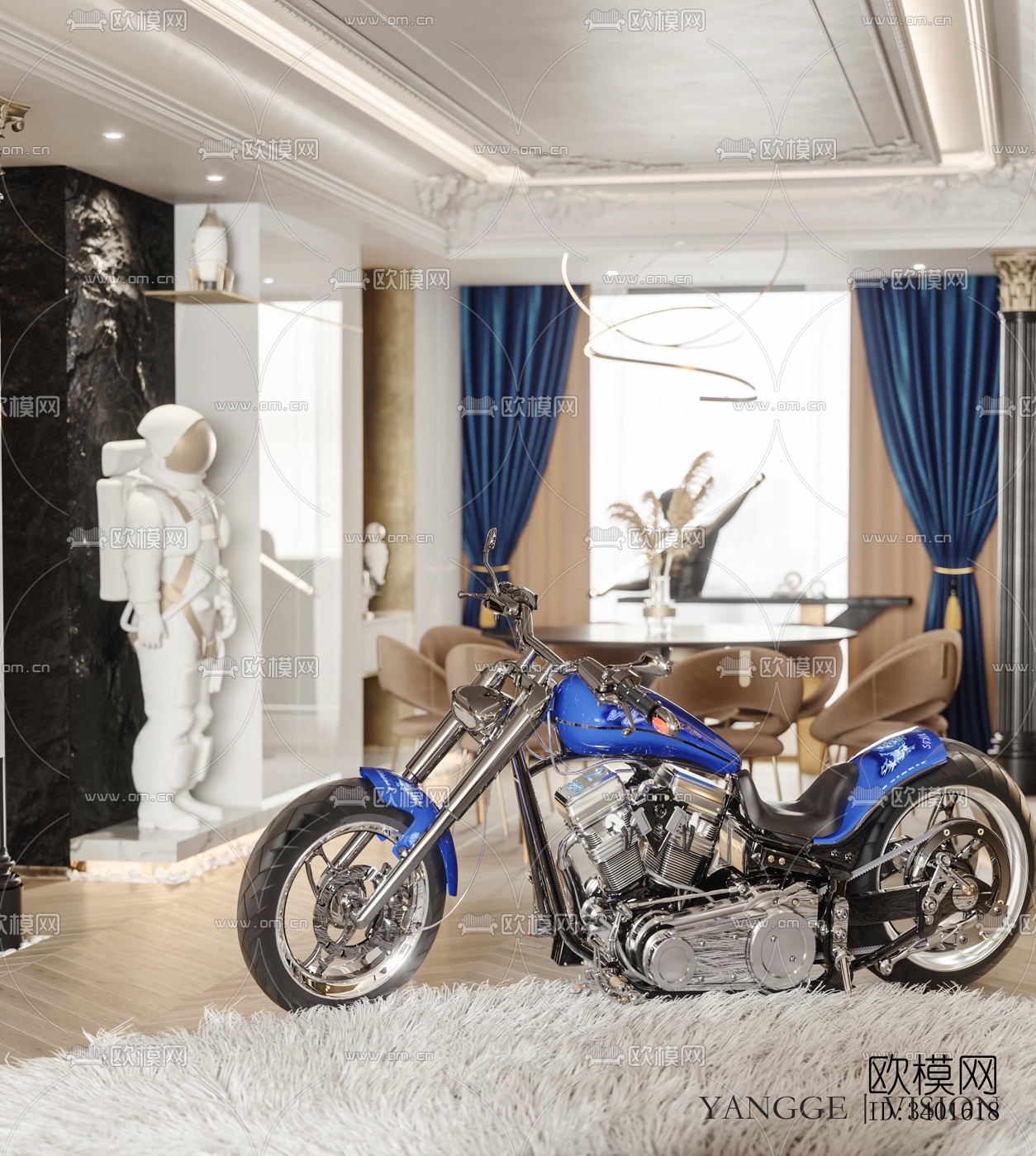 现代大平层效果图下载（渲染图14）