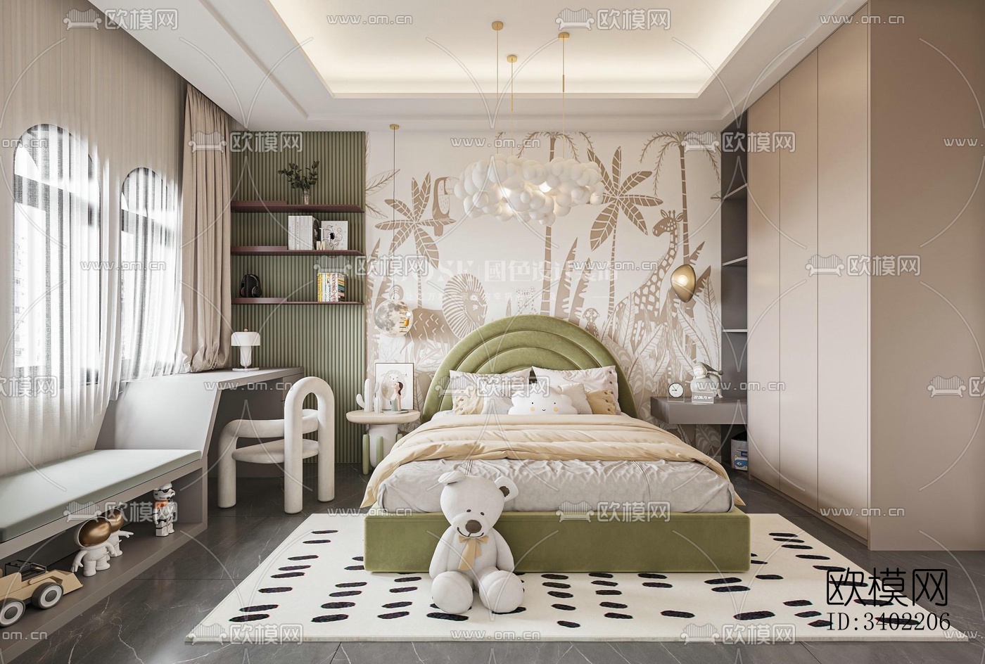 现代大平层效果图下载（渲染图7）