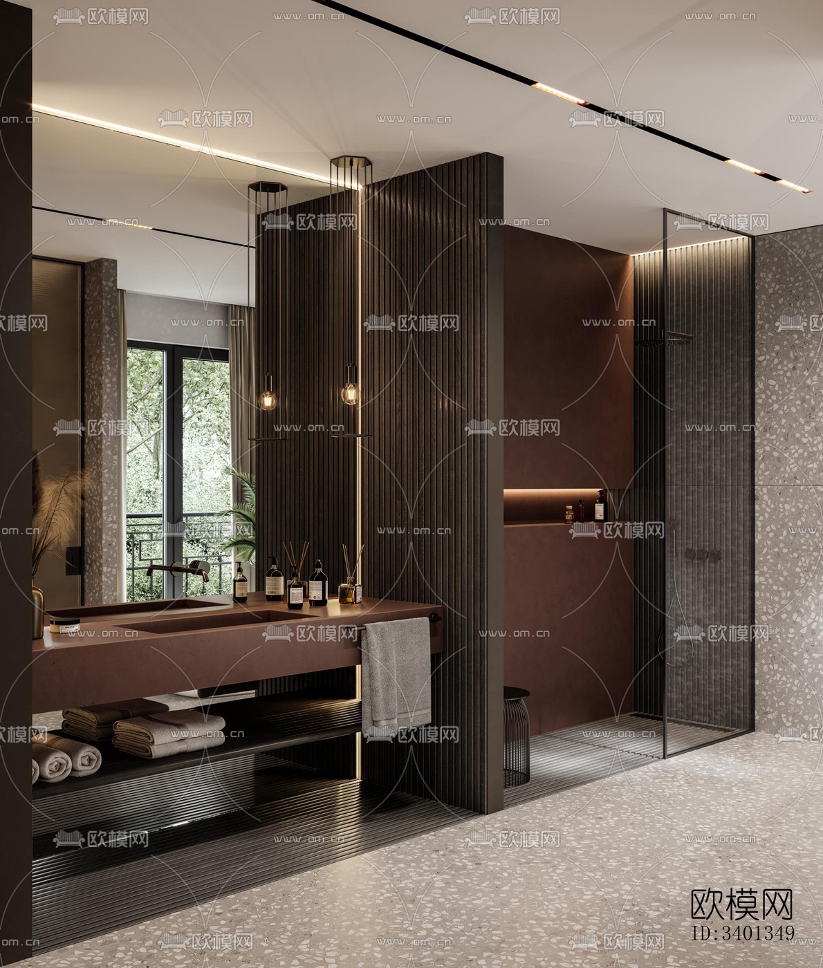 现代大平层效果图下载（渲染图9）