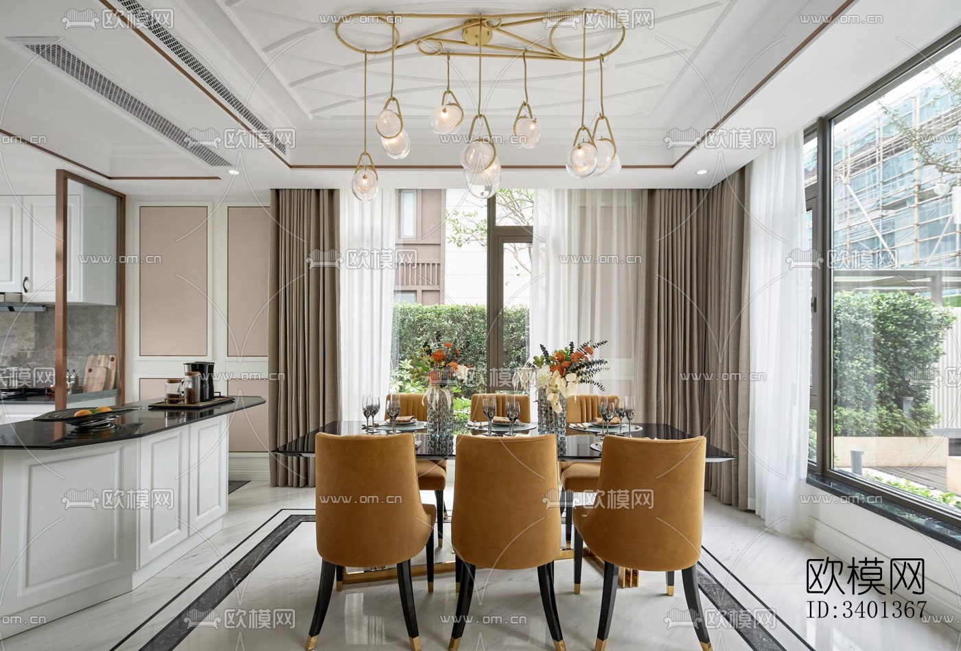 现代大平层效果图下载（渲染图4）