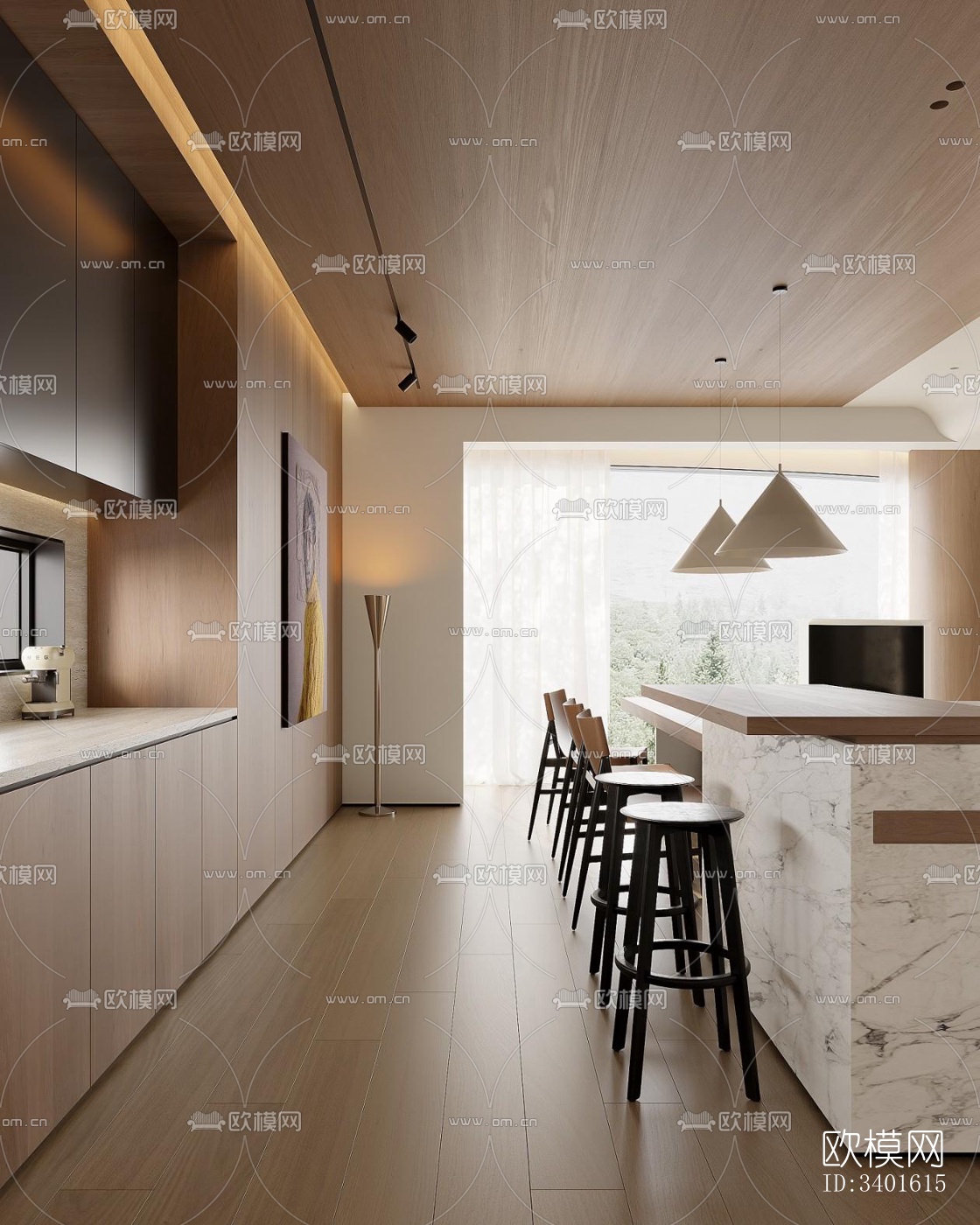 现代大平层效果图下载（渲染图5）