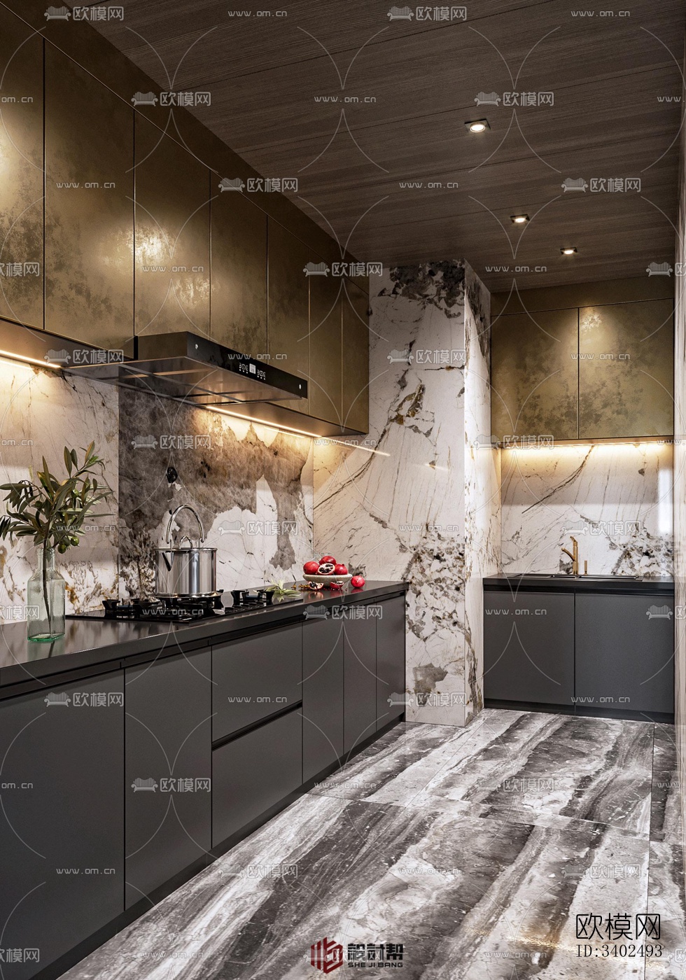 现代大平层效果图下载（渲染图5）