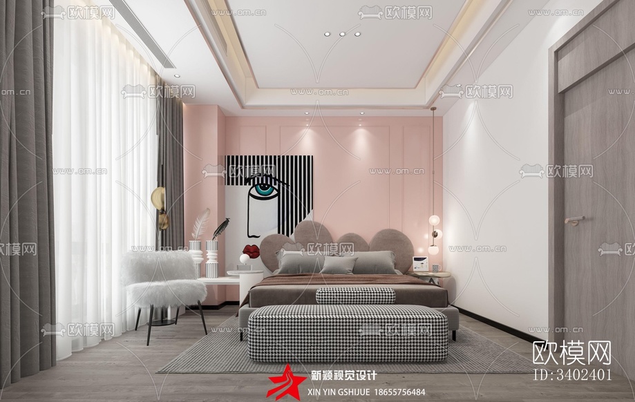 现代大平层效果图下载(渲染图7)