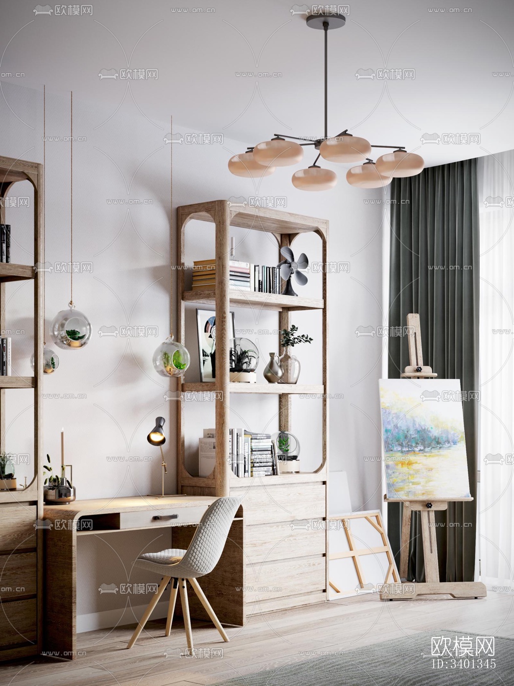 现代大平层效果图下载（渲染图12）