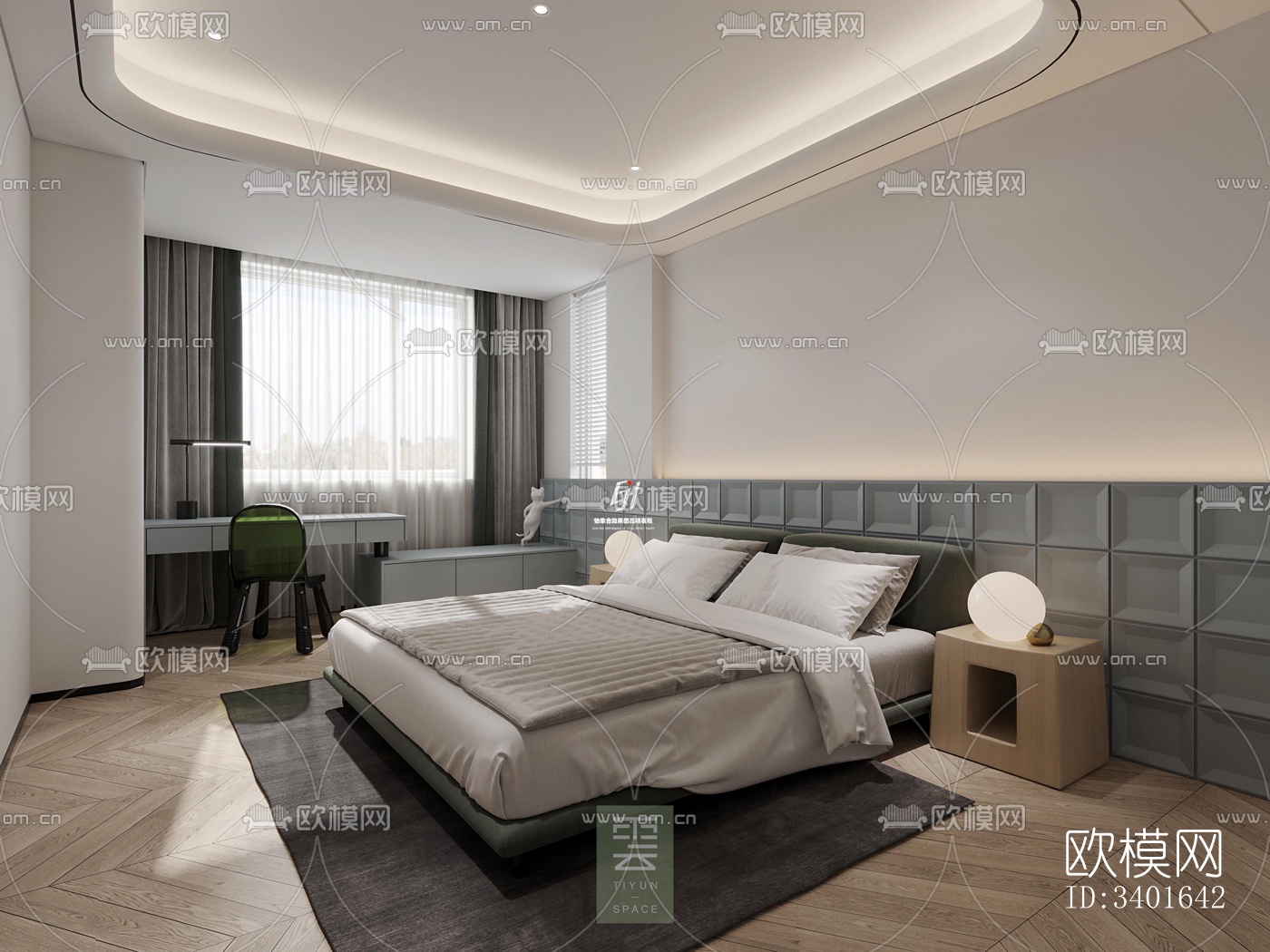 现代大平层效果图下载（渲染图10）