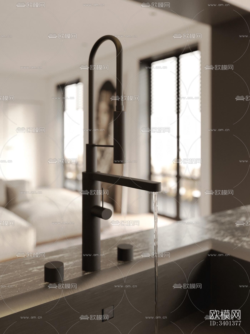 现代大平层效果图下载（渲染图5）