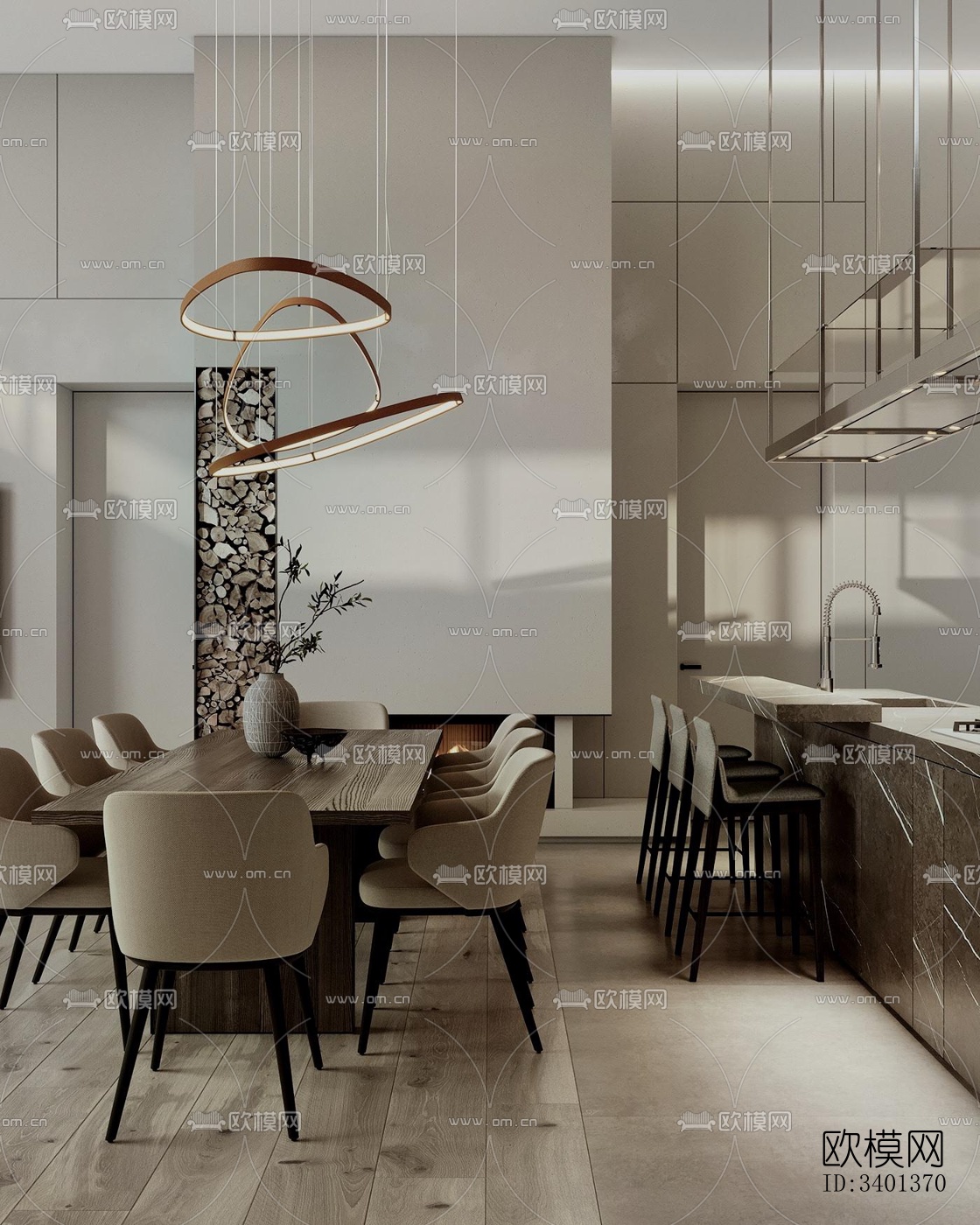 现代大平层效果图下载（渲染图6）