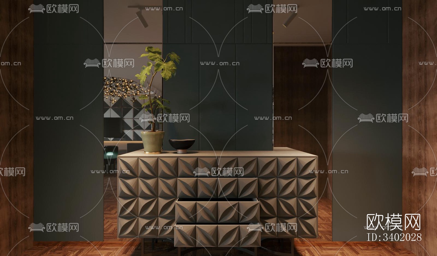 现代大平层效果图下载（渲染图5）