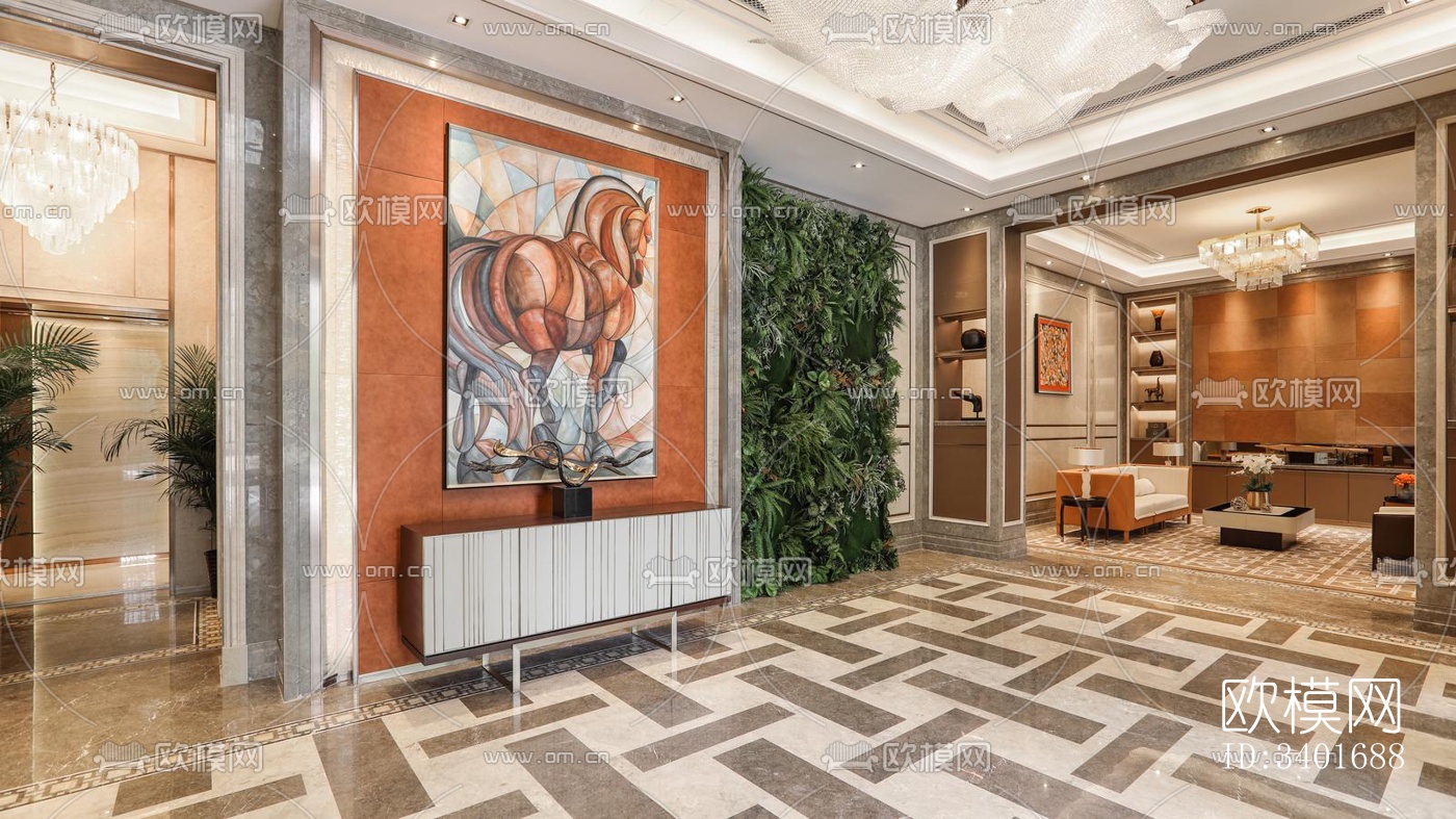 现代大平层效果图下载（渲染图13）