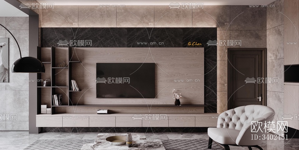 現(xiàn)代大平層效果圖下載(渲染圖17)