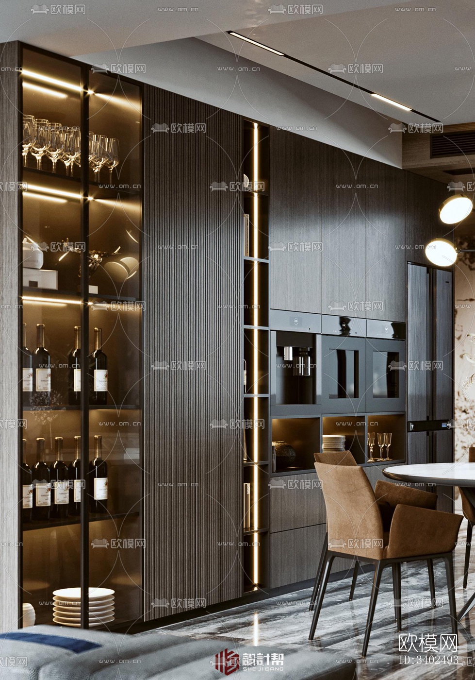 现代大平层效果图下载（渲染图10）