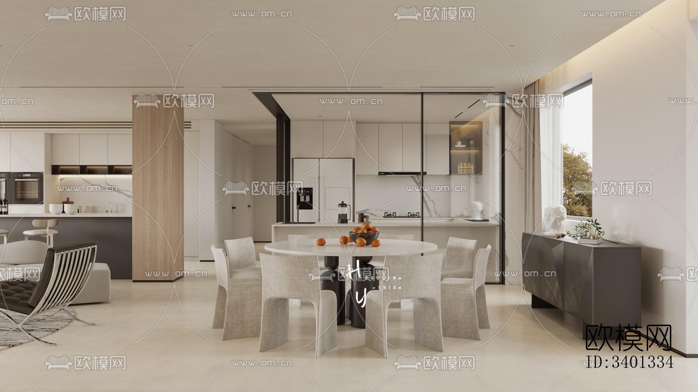 现代大平层效果图下载（渲染图5）