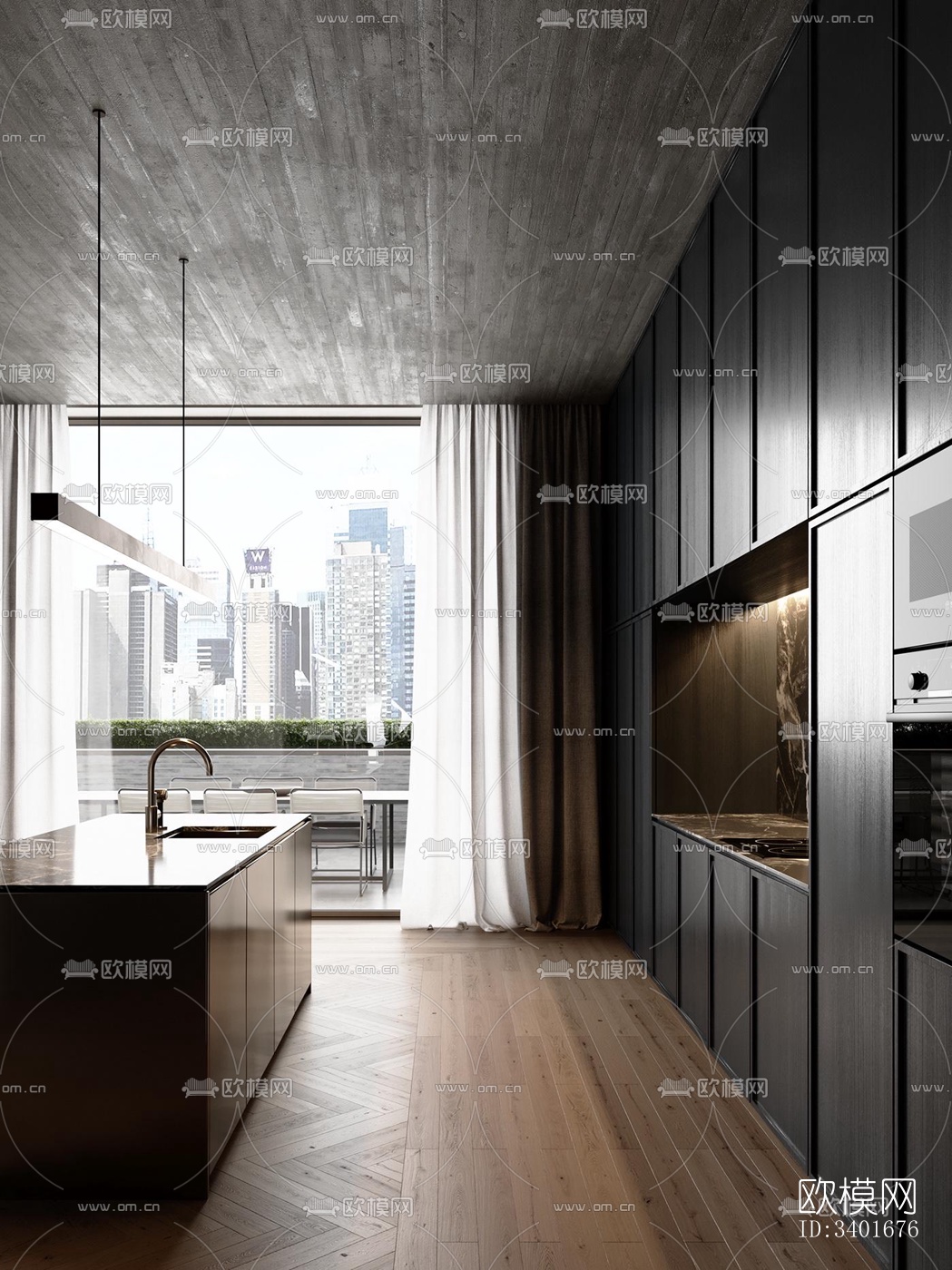 现代大平层效果图下载（渲染图5）