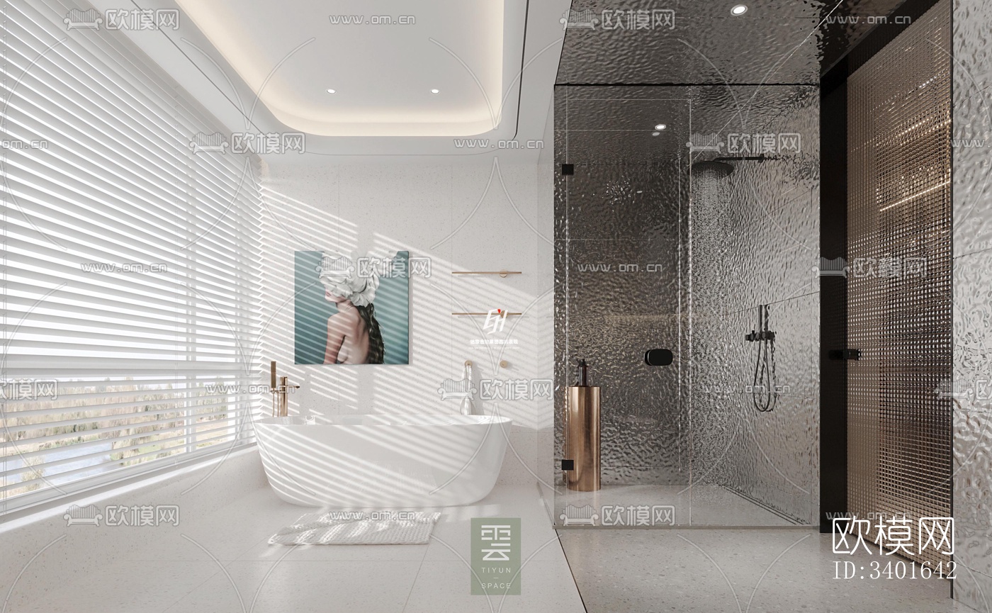 现代大平层效果图下载（渲染图7）