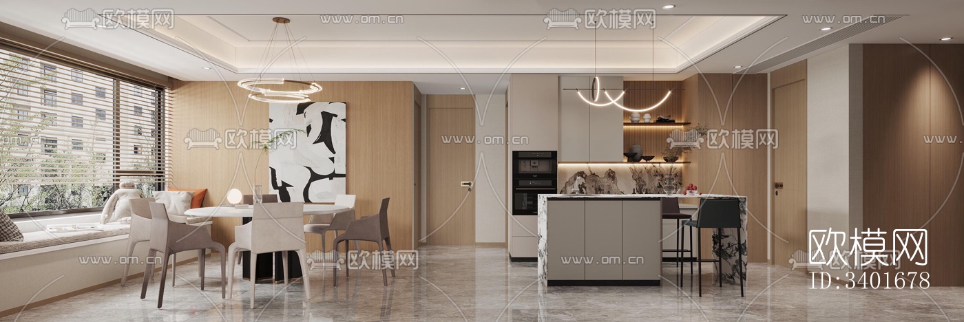 现代大平层效果图下载（渲染图5）