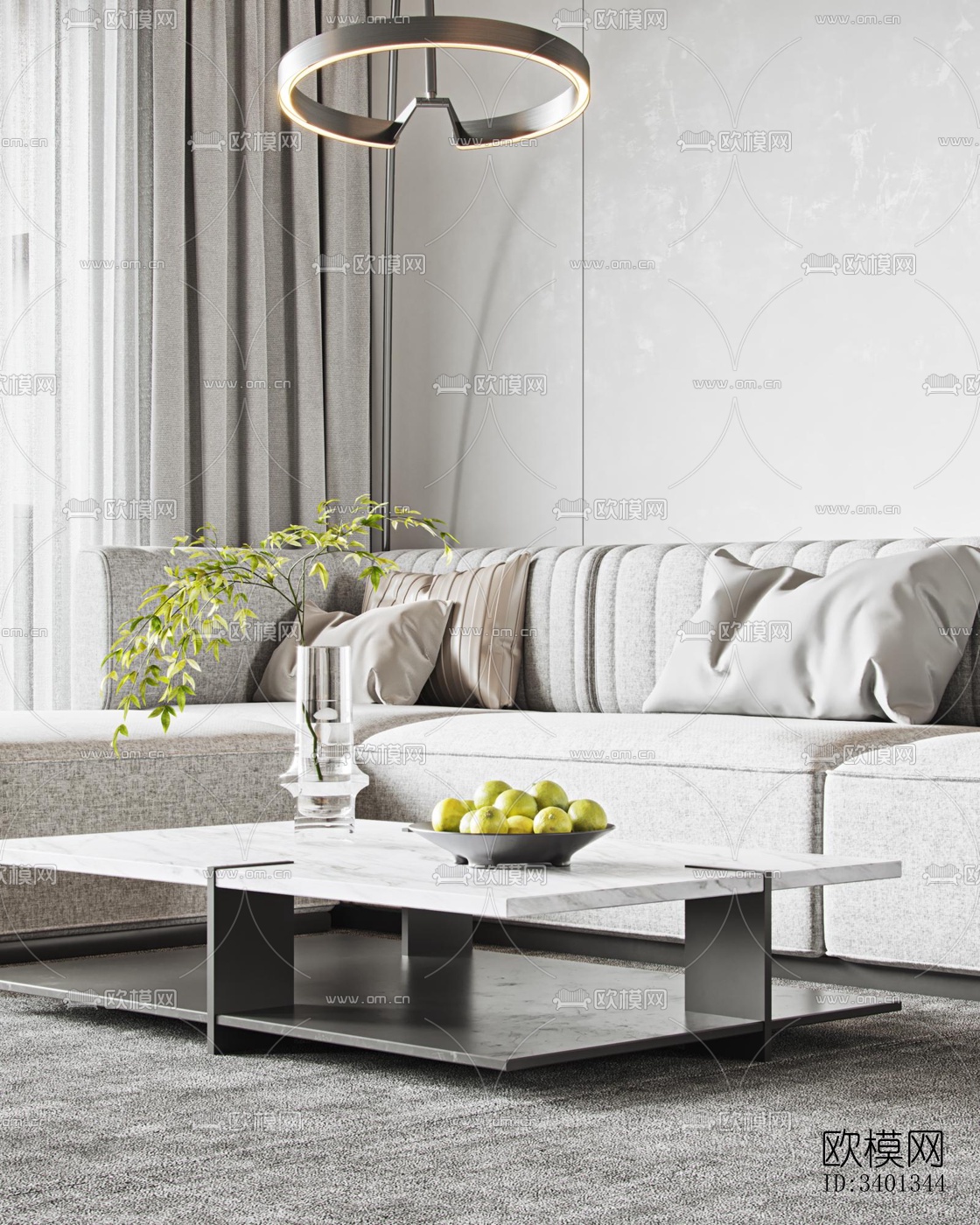 现代大平层效果图下载（渲染图9）