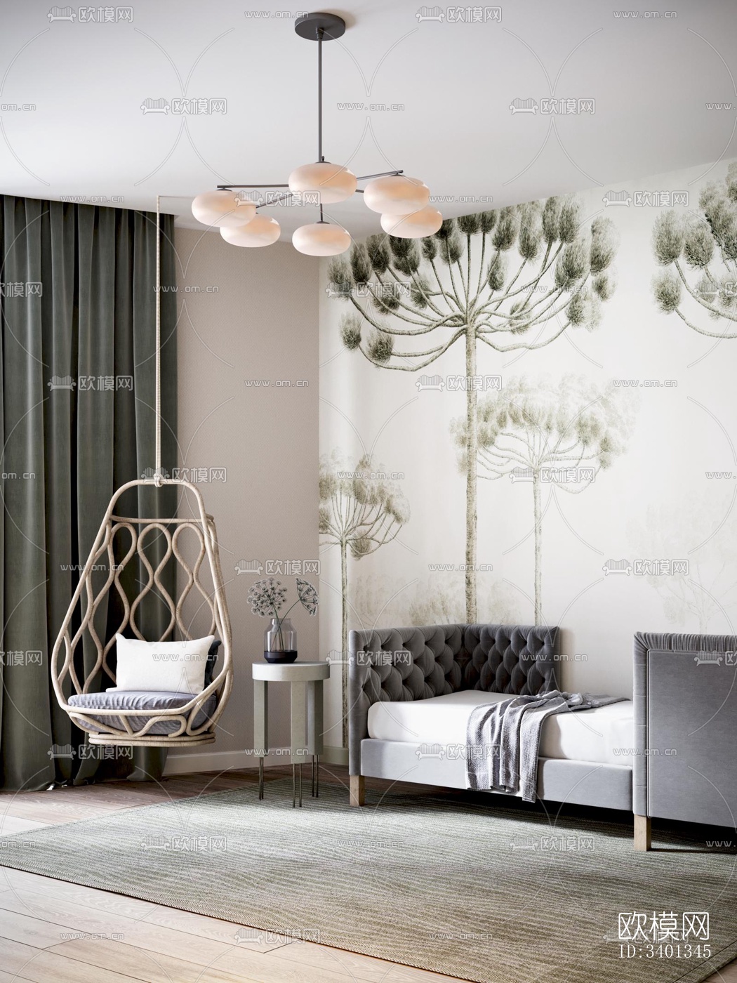 现代大平层效果图下载（渲染图18）