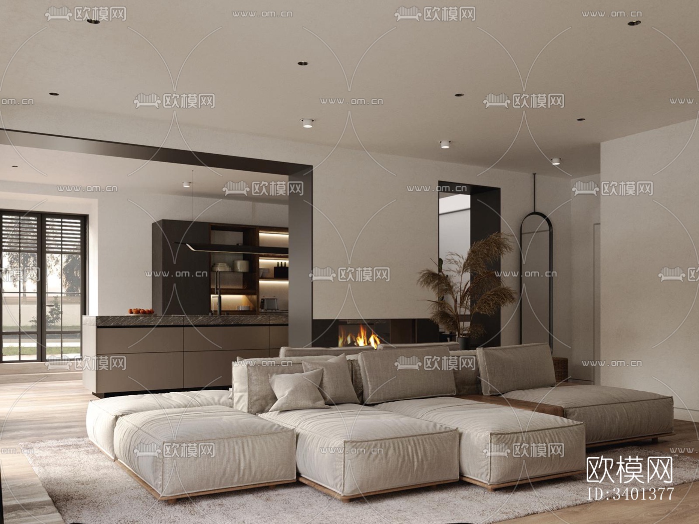 现代大平层效果图下载（渲染图14）