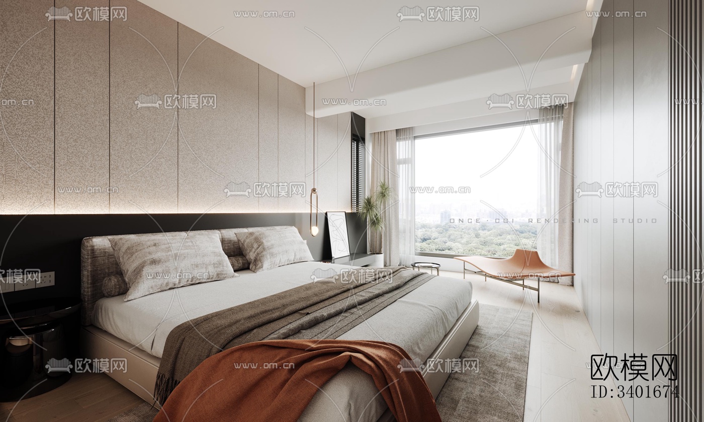 现代大平层效果图下载（渲染图6）