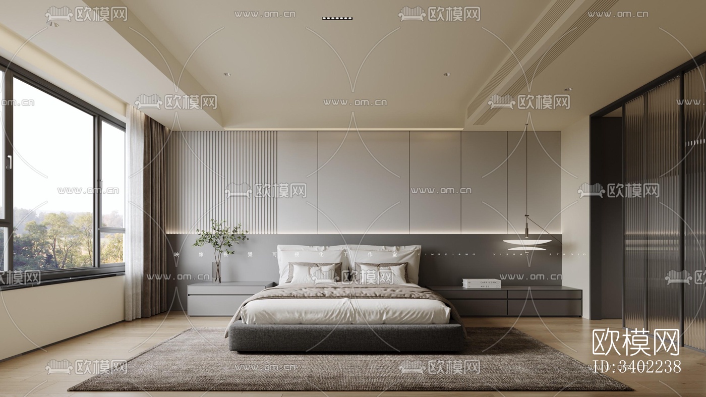 现代大平层效果图下载（渲染图2）