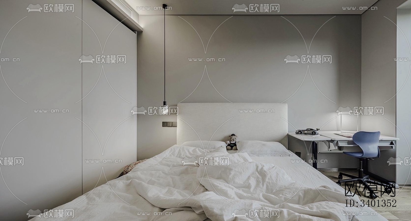 现代大平层效果图下载（渲染图7）