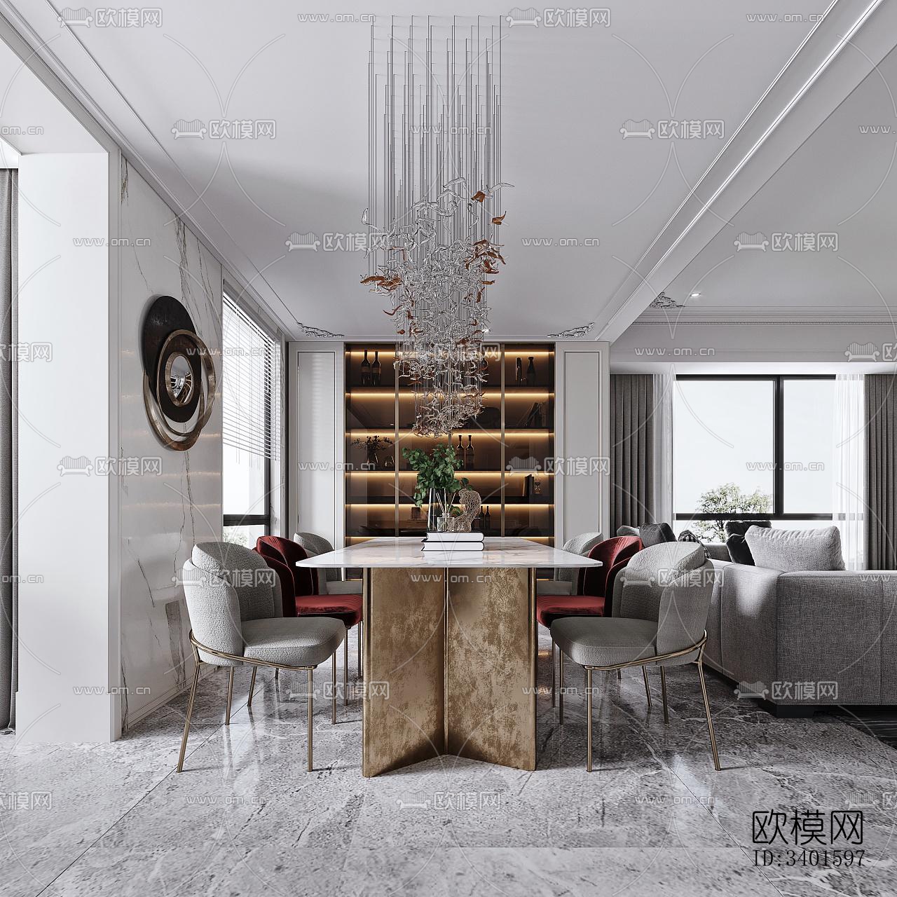 现代大平层效果图下载（渲染图7）