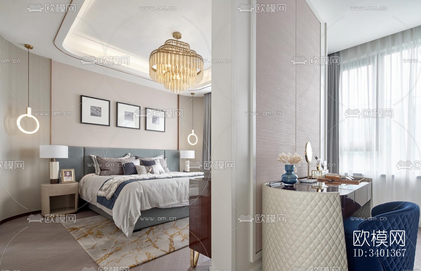 现代大平层效果图下载（渲染图9）