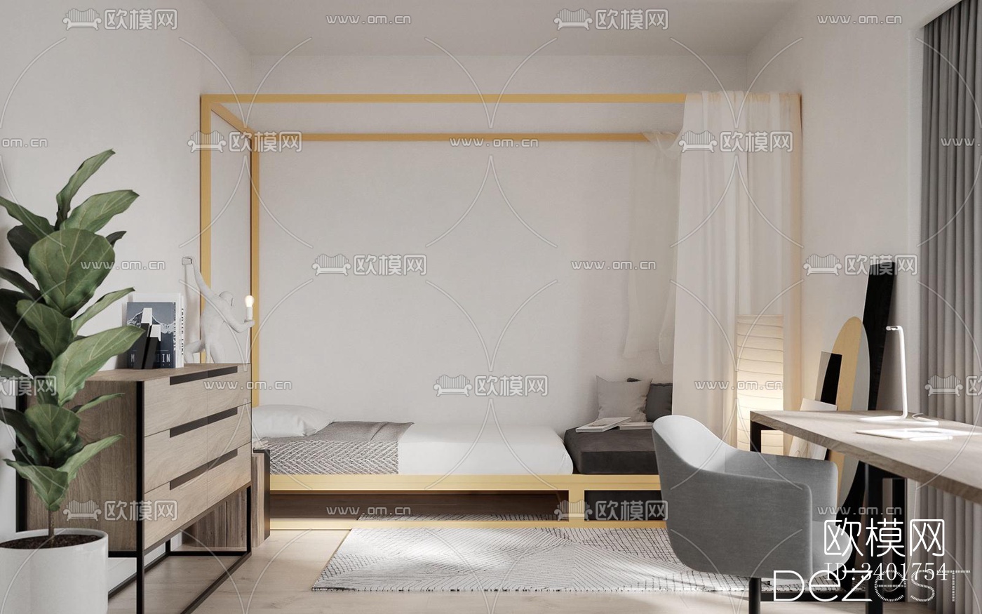 现代大平层效果图下载（渲染图11）