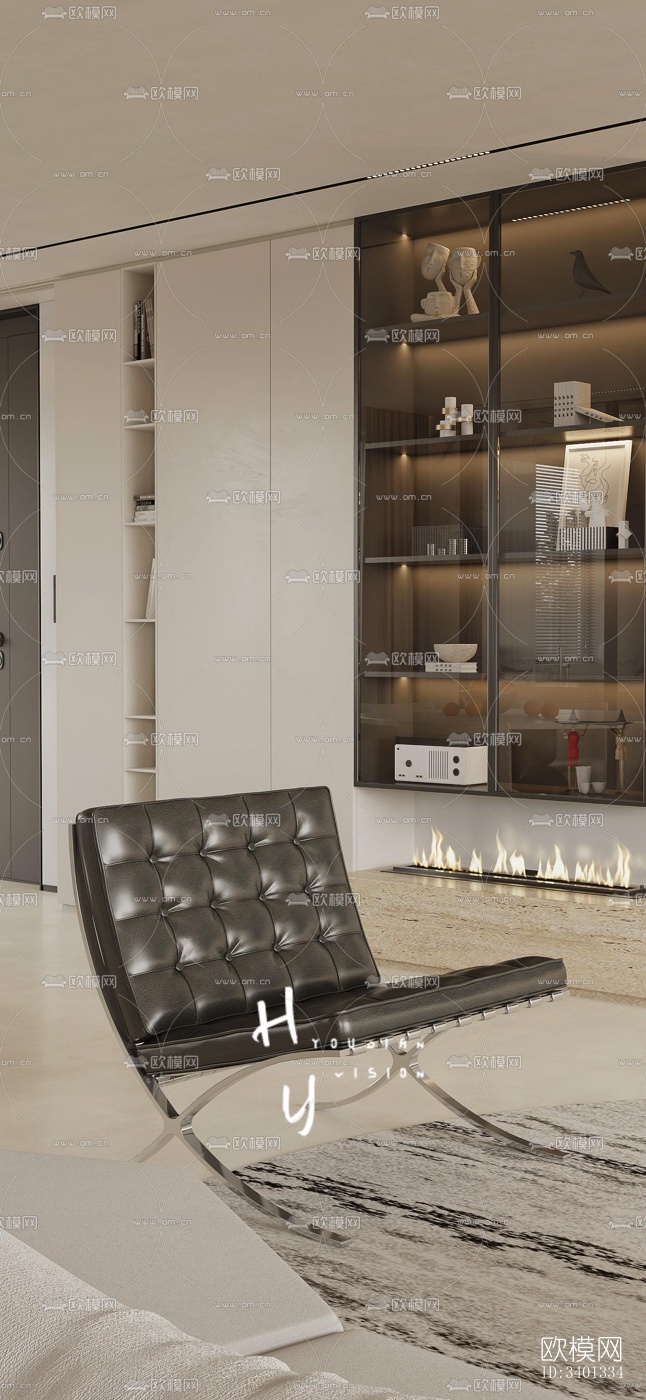 现代大平层效果图下载（渲染图9）