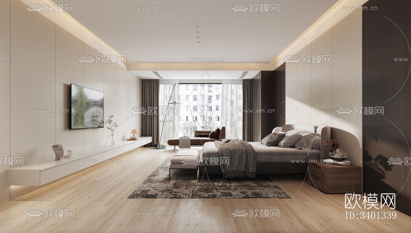 现代大平层效果图下载（渲染图3）