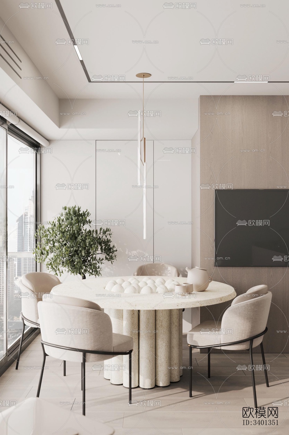 现代大平层效果图下载（渲染图4）