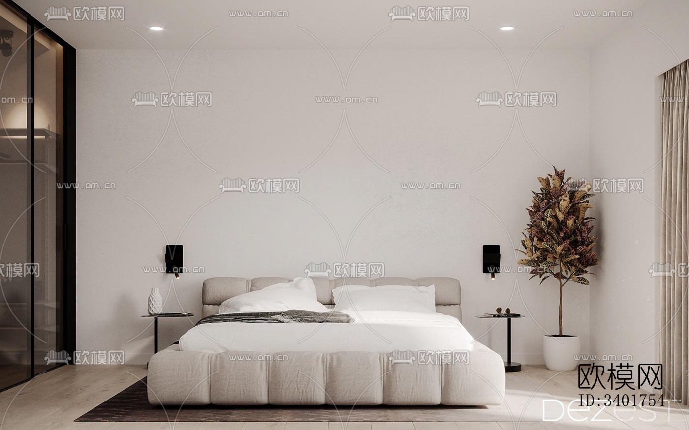 现代大平层效果图下载（渲染图1）