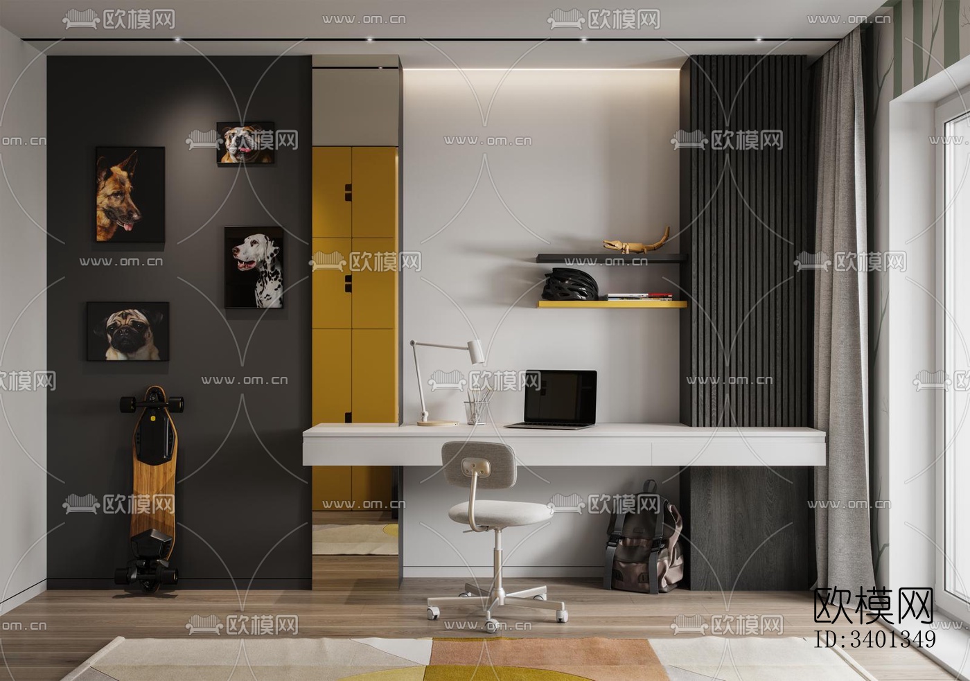 现代大平层效果图下载（渲染图4）