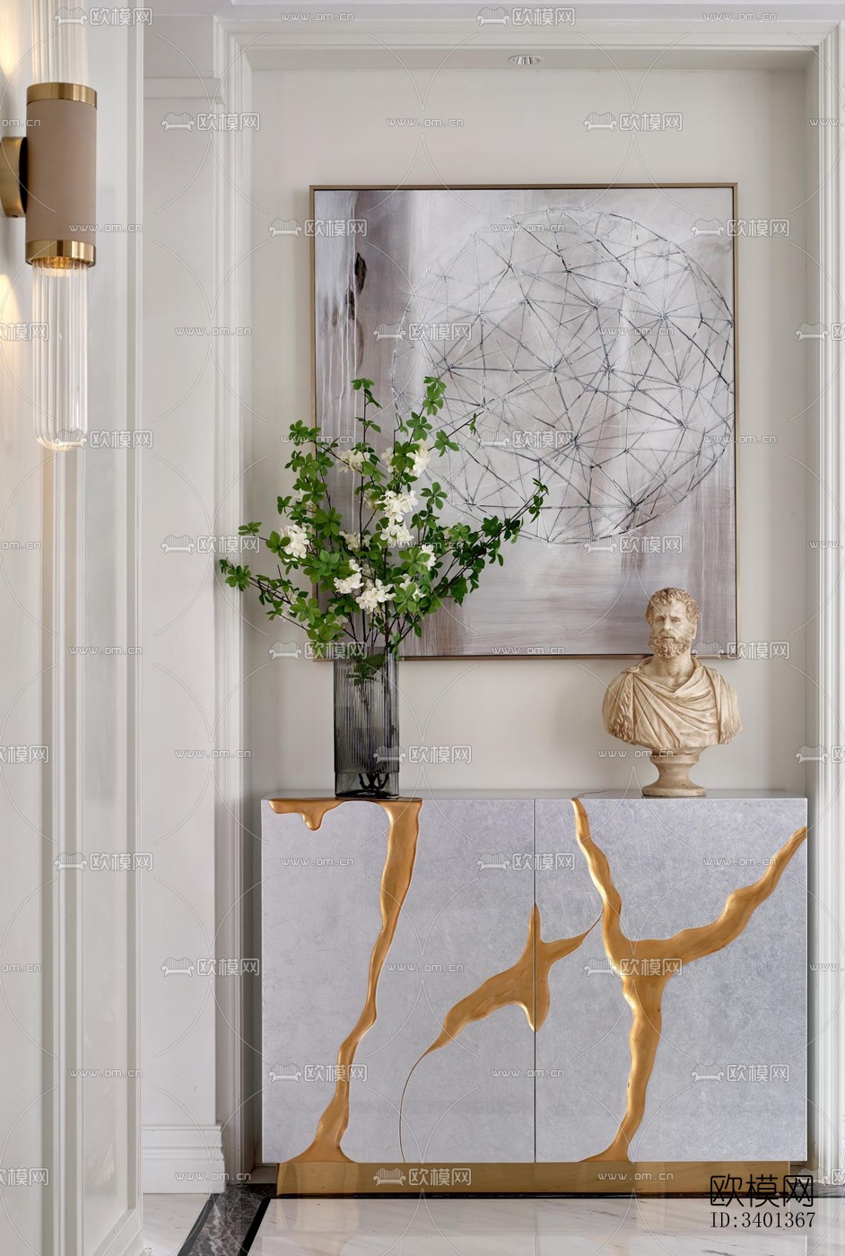 现代大平层效果图下载（渲染图6）