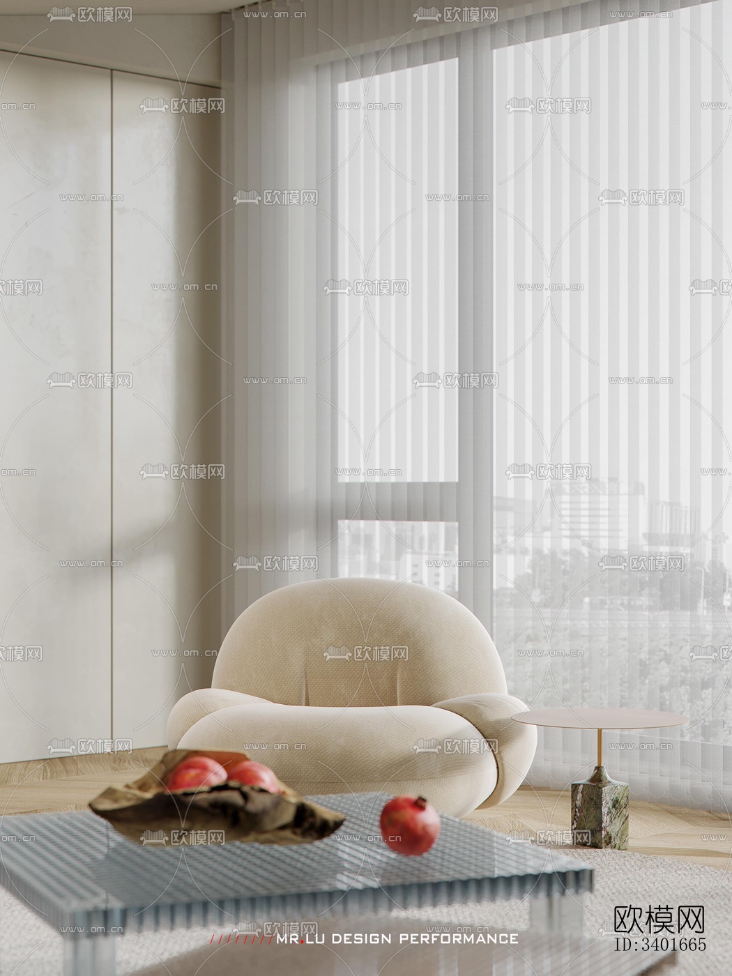 现代大平层效果图下载（渲染图15）