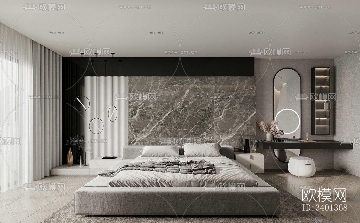 现代大平层效果图下载（渲染图17）