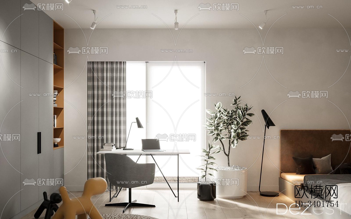 现代大平层效果图下载（渲染图13）