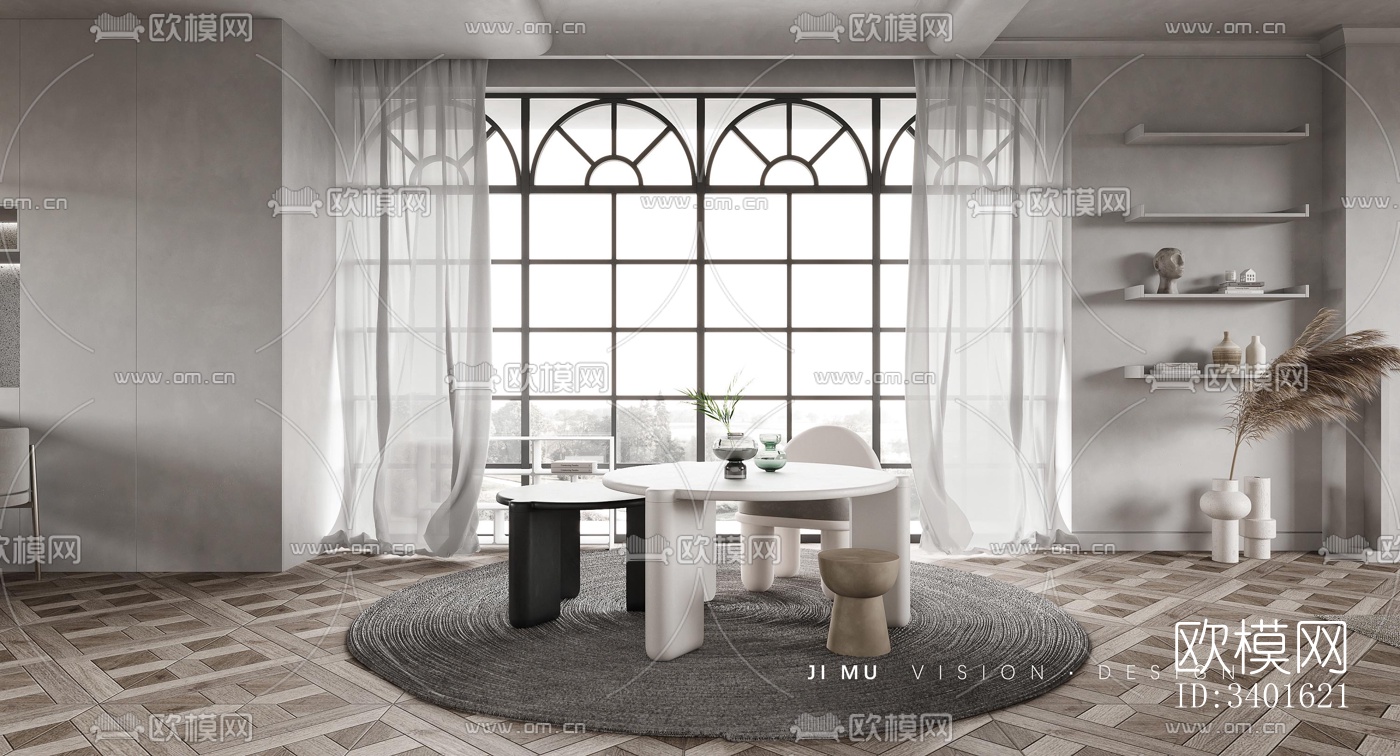 现代大平层效果图下载（渲染图9）