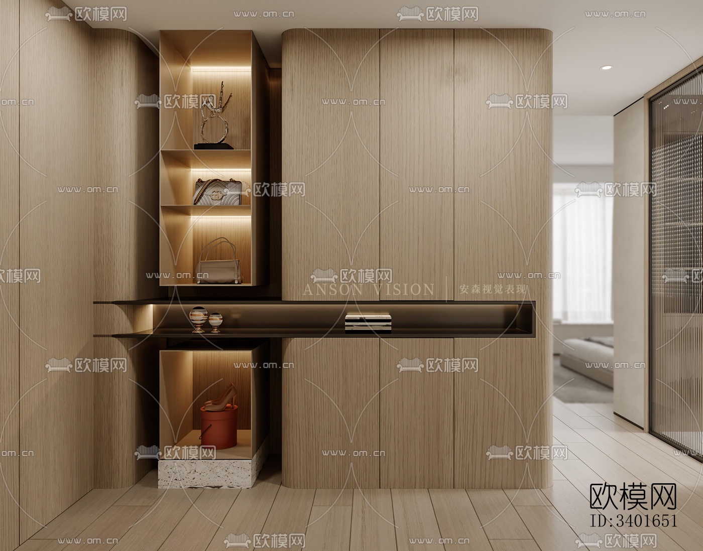 现代大平层效果图下载（渲染图9）