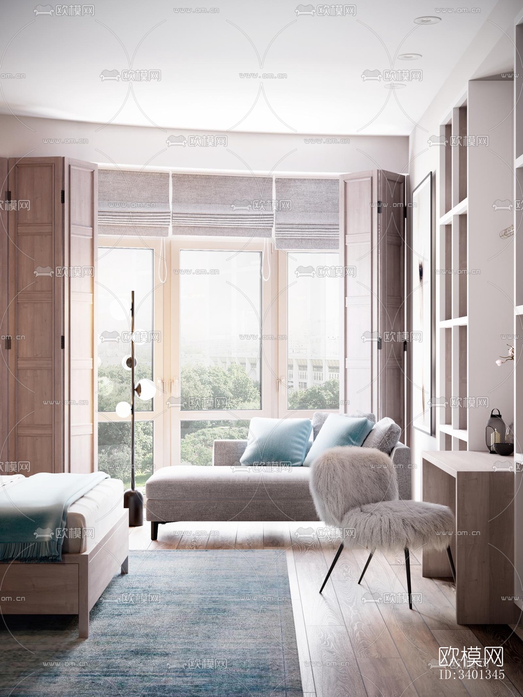 现代大平层效果图下载（渲染图8）